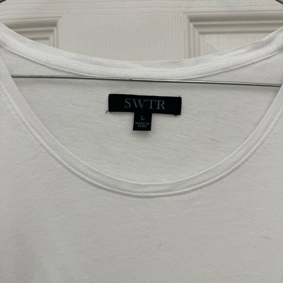 SWTR Women’s Crewneck T Shirt Size Large White Pima Cotton Modal Blend Basic - Picture 2 of 5